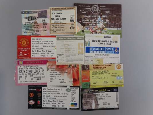 Quantity of Manchester United ticket stubs for Charity Shield, League Cup and League matches from 1966 to 2006
