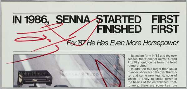 Ayton Senna signed 1986 magazine article page, 
 signed on the top of partial page