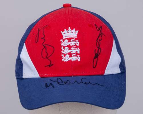 Marcus Trescothick blue England NatWest ODI series match worn autographed playing cap, 2005
