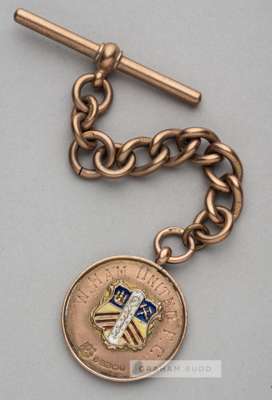 London League Premier Division Championship winner's medal awarded to West Ham United Reserves player v Croydon Common Reserves, season 1912-13,
 obve