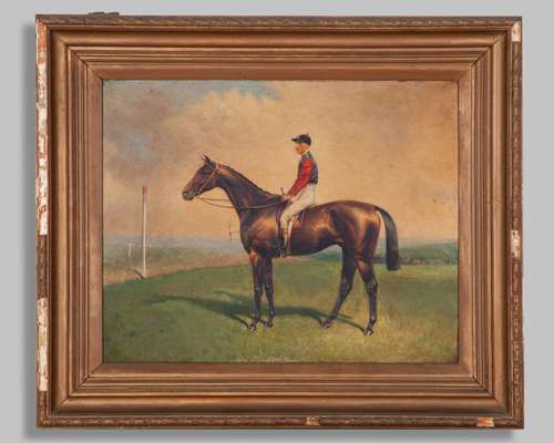 George Robert Leftwich (British, 1846-1929) oil painting of the royal racehorse Persimmon