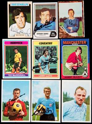 Autographed football trade cards, 175 in total including 51 Topps cards from the 1970s, 97 JF Sporting modern retro style cards, 6 A & BC cards and 21