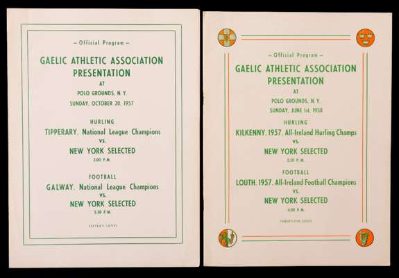 Memorabilia relating to football and Gaelic sports events held in New York, comprising: a reel of 200ft. 8mm. Kodascope film titled to the can label '