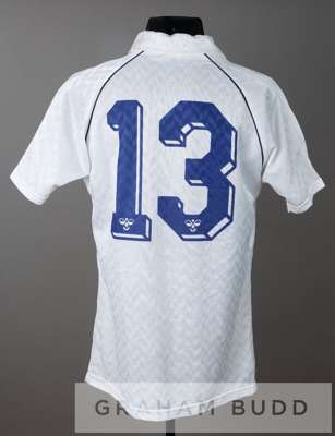 White Tottenham Hotspur no.13 substitute's jersey, circa 1988-89,
 by Hummel, short-sleeved with embroidered club crest and sponsor logo, reverse numb