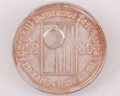 Ian Botham - a white-metal England v. West Indies Test Series medal, 1980