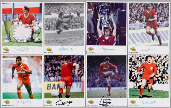Liverpool Greats, Set of eight Autograph Editions signed 10 by 8in. photographs, 
 each of a Liverpool Legend comprising: Ray Clemence, Phil Neil, Phi