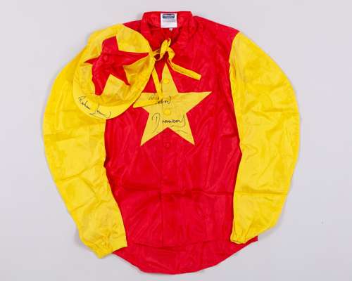 1994 Grand National winning silks worn by Richard Dunwoody aboard Freddie Starr's Miinnehoma
