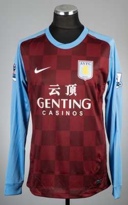 Stiliyan Petrov claret and blue Aston Villa no.19 home jersey, season 2011-12,
 Nike, long-sleeved with BARLCAYS PREMIER LEAGUE sleeve badges, club cr