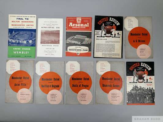Complete run of Manchester United home league, cup and European programmes, 1957-58
 including Shamrock Rovers, 2nd October 1957, Aston Villa, Charity