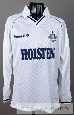 Richard Gough white Tottenham Hotspur 1987 F.A. Cup Final no.5 jersey, 
 by Hummel, long-sleeved unworn spare with embroidered club crest with inscrip