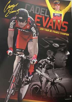 Cadel Evans (Australia) limited edition sports print “Cadel Evans – 2011 Tour De France Winner”, 
 Comes with official limited edition 1827 of 2011 CO