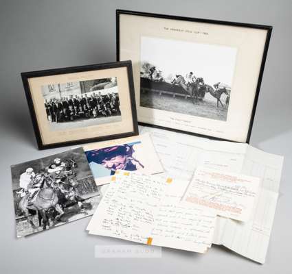Memorabilia relating to the career of Stan Mellor MBE, 
 including his first professional jockey's licence issued on 8th August 1954 by the Steward's 