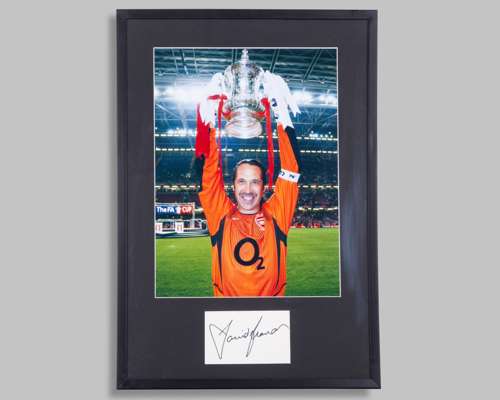 David Seaman Arsenal signed framed photograph presentation