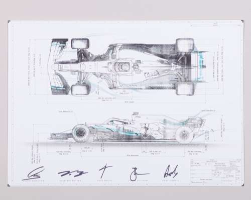 Mercedes-AMG Petronas Motorsport 2019 Signed Technical Drawing
