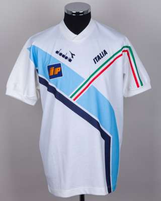 Paolo Maldini white Italy Euro 1988 worn training shirt