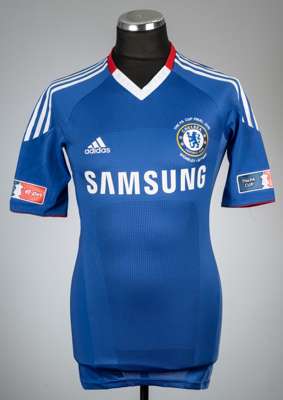Florent Malouda partial team signed blue Chelsea F.A. Cup final no.15 home jersey v Portsmouth, played at Wembley, 15th May 2010,
 Adidas, short-sleev