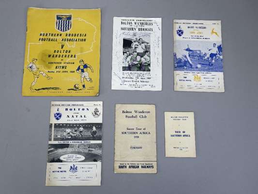 Bolton tour to South Africa 12th May to 23rd June 1959 itineraries and programmes,
 items include players itineraries, itinerary issued in South Afric