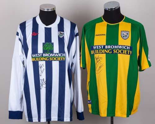 Sean Gregan blue and white No.4 West Bromwich Albion autographed short-sleeved shirt, 2002-03