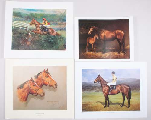 Group of five limited edition horse racing prints