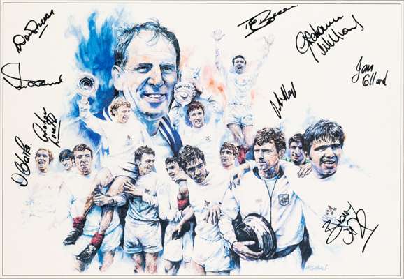 West Bromwich Albion F.A Cup Winners 1968 autographed print by Graham Griffiths entitled “Pride of The Albion”, Autographed in black pen by nine of th