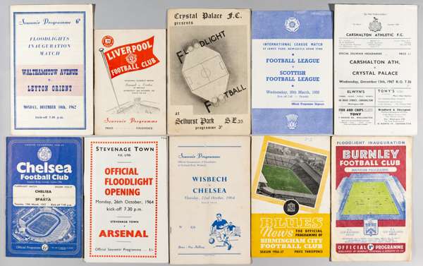 Collection of programmes, mainly opening or floodlights, 1950-60s,
 including First League and Cup matches played under lights, Aldershot v Brentford 