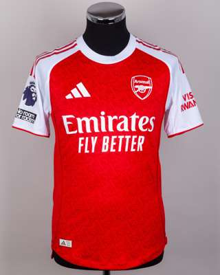 Gabriel red and white autographed No.6 Arsenal short sleeved home shirt