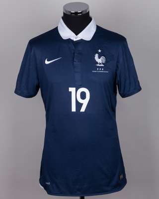 Paul Pogba blue No.19 France v. Germany short-sleeved shirt, 2014