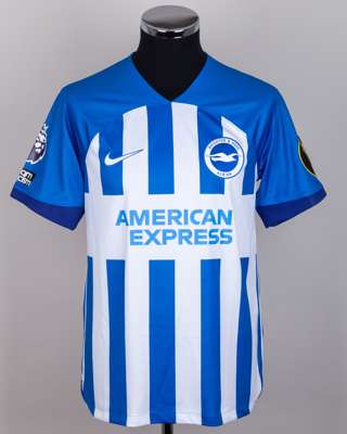 Joao Pedro blue and white No.9 Brighton & Hove Albion short-sleeved shirt