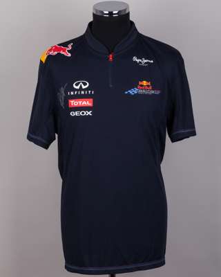 Sebastian Vettel Signed Red Bull Racing Quarter Zip Up Top