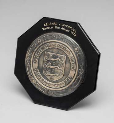 1979 F.A. Charity Shield medal plaque awarded to Arsenal's goalscorer Alan Sunderland,
 being a hallmarked silver miniature of the competition trophy,