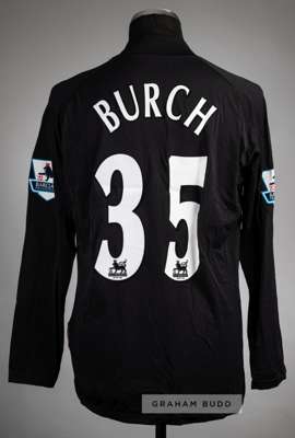Rob Burch black Tottenham Hotspur no.35 goalkeeper's jersey, season 2005-06,
 Kappa, long-sleeved with BARCLAYS PREMIERSHIP sleeve badges, club crest 