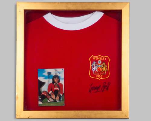 George Best autographed red Manchester United Wembley 1963 shirt