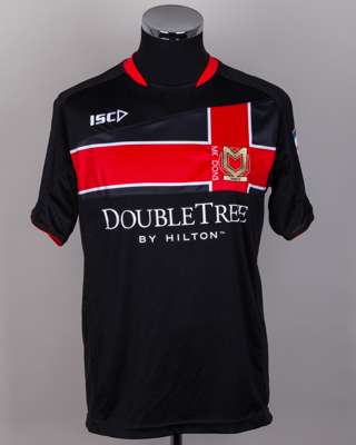 Alan Smith black and red No.11 MK Dons short-sleeved shirt, 2011-12