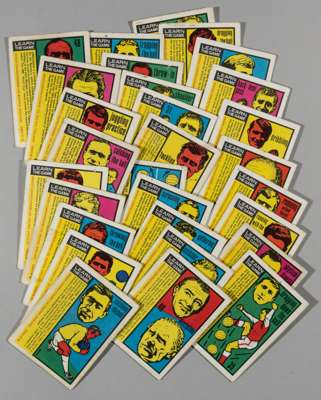 A complete set of 48 'Learn the Game' World Cup Mexico 1970 trade cards,
 by Anglo Confectionery Ltd., Halifax England, series of 48, each featuring a