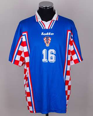 Blue, red and white No.16 Croatia short-sleeved shirt, 2000