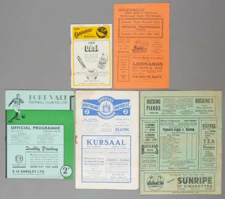 Five Reading away programmes,

F.L. Division Three fixtures v Swindon Town 26th December 1925, Plymouth Argyle 27th February 1926, Norwich City 27th F