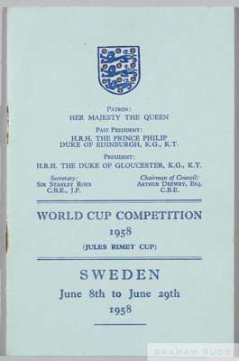 Official Football Association itinerary for the 1958 World Cup in Sweden