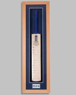 England v. Australia NatWest Series 2010 autographed cricket bat display
