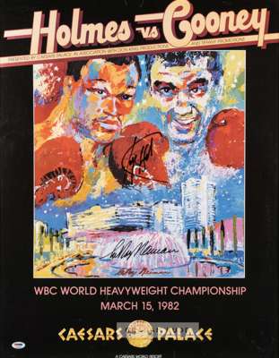 Larry Holmes & Gerry Cooney double-signed LeRoy Neiman designed poster for their WBC World Heavyweight Championship fight at Caesar's Palace, Las Vega