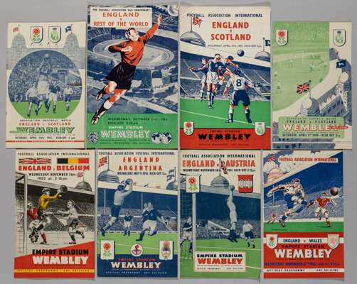 England home international programmes, all played at Wembley Stadium, 1947-63,
 includes v Scotland 12th April 1947; v Argentina Festival of Britain 9