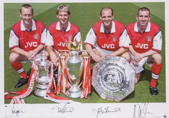 Legend Series The Arsenal Back Four double winning year 1998 signed colour photographic print