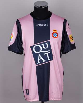 Dani Jarque pink and black No.21 Espanyol short-sleeved shirt, 2007