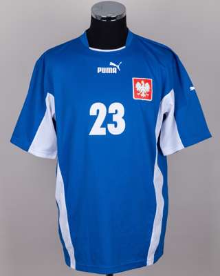 Pawel Brozek blue and white No.23 Poland v. Croatia short-sleeved shirt, 2006
