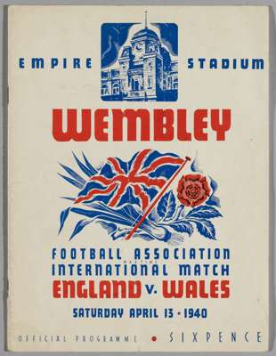 England v Wales signed programme, dated 1940 signed by both team, 
 full sized home programme v Wales on 13/4/40 at Wembley. This game was the first a