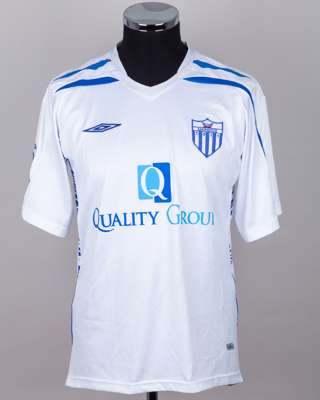 Hamad Ndikumana white No.31 Anorthosis Famagusta short-sleeved shirt, 2007-08