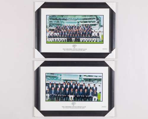 Pair of The Yorkshire County Cricket Club County Champions 2014 photographs
