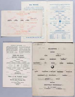 Wartime Football League North Cup Finals programmes, both legs home and away,
 including 1943 Blackpool v Sheffield Wednesday 1st May 1943; Sheffield 