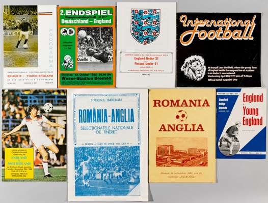 England U-21s selection of international home and away programmes, 1977-87,
 including v Finland at Hull City 12th October 1977; v Italy at Maine Road