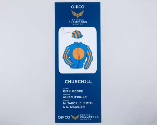 Paddock parade pennant for 2000 Guineas winner Churchill signed by jockey Ryan Moore