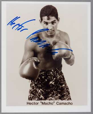 CAMACHO HECTOR 3 WEIGHT WORLD BOXING CHAMPION 1983-92 AUTOGRAPHED PHOTOGRAPH 

Héctor Luís Camacho Matías (May 24, 1962 – November 24, 2012), commonly
